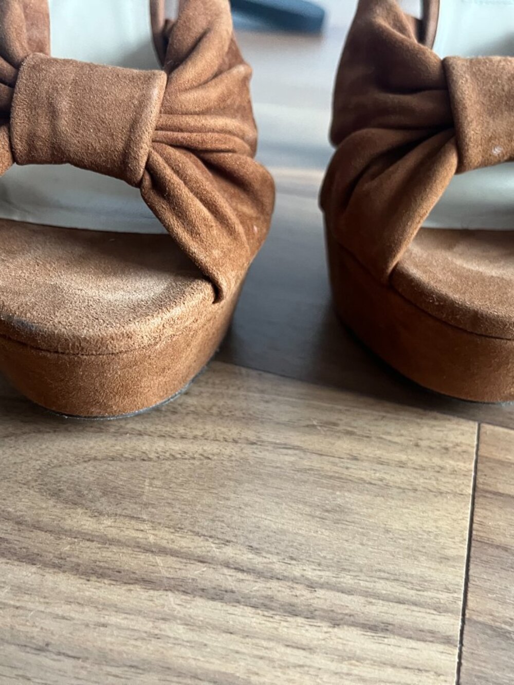 Jimmy Choo Heloise 120 Knotted Suede Platform Sandals - Picture 8 of 10